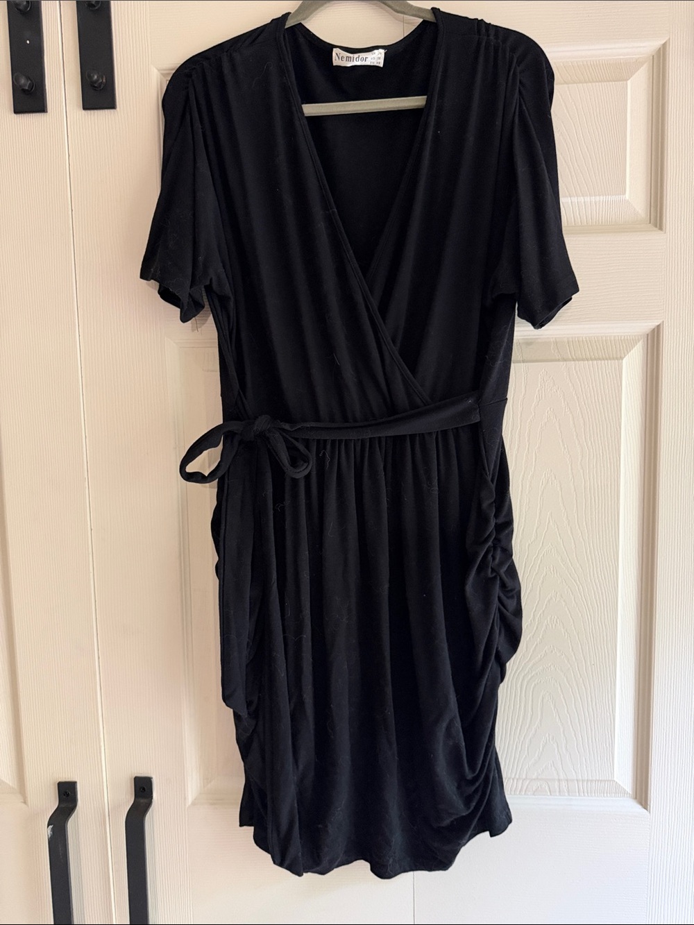 Black Wrap Dress with Tie Waist